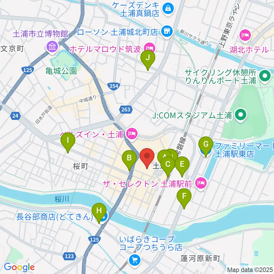 茨城県県南生涯学習センター周辺のコンビニエンスストア一覧地図