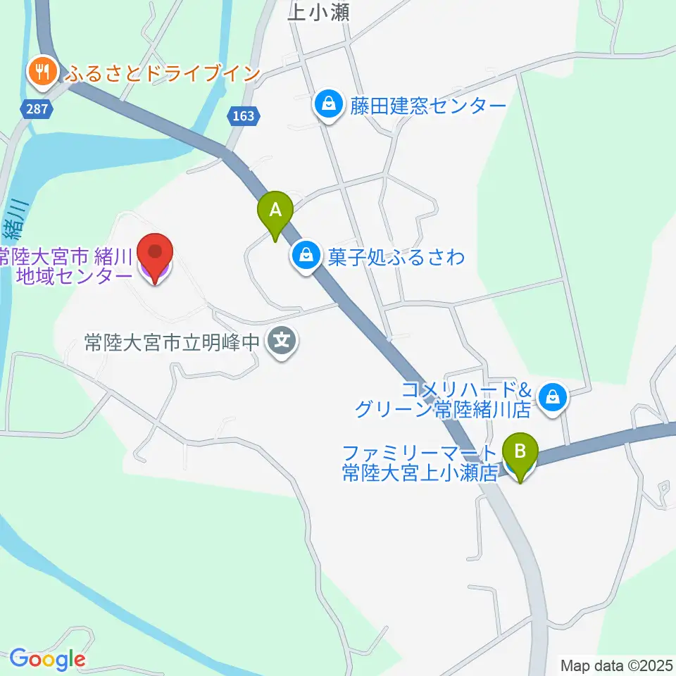 常陸大宮市緒川地域センター周辺のコンビニエンスストア一覧地図