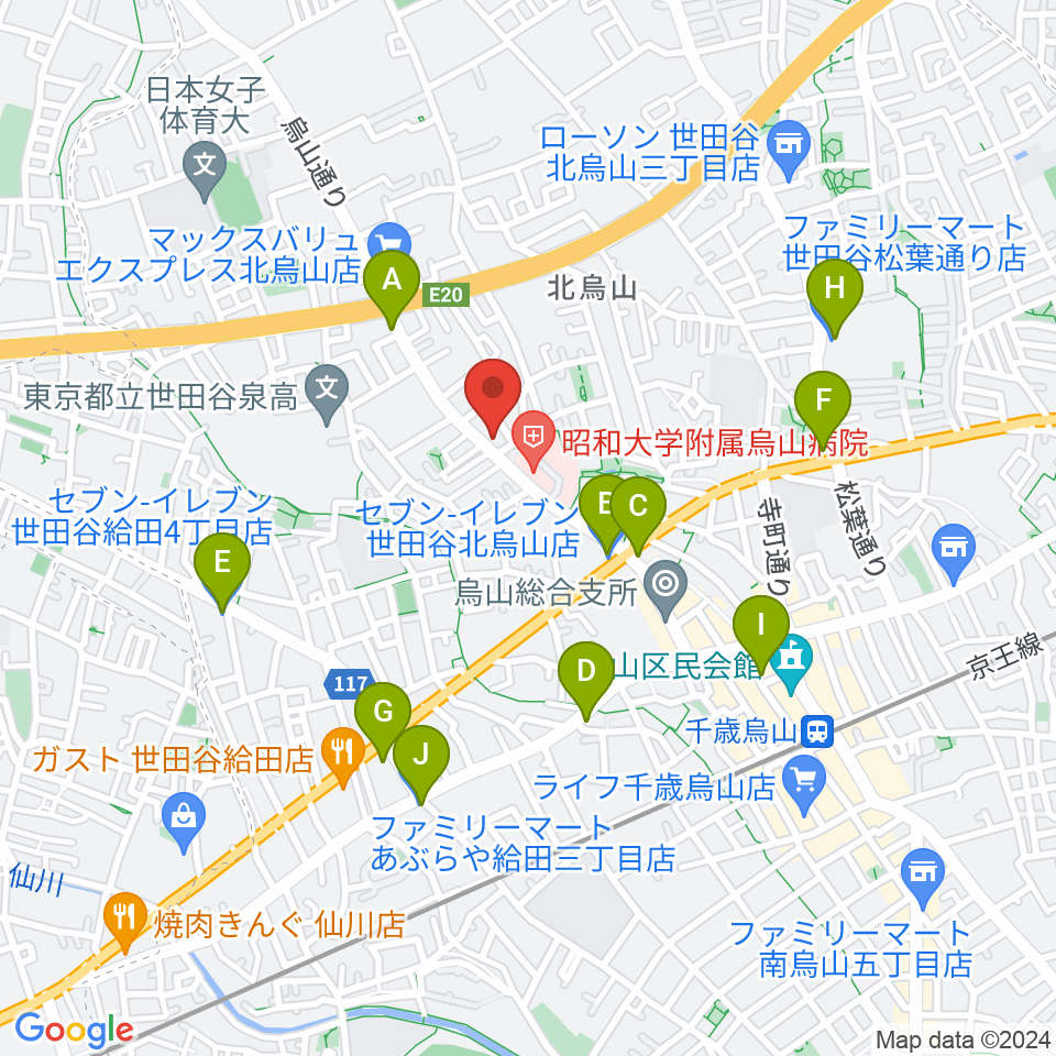 世田谷アールイーシースタジオ周辺のコンビニエンスストア一覧地図