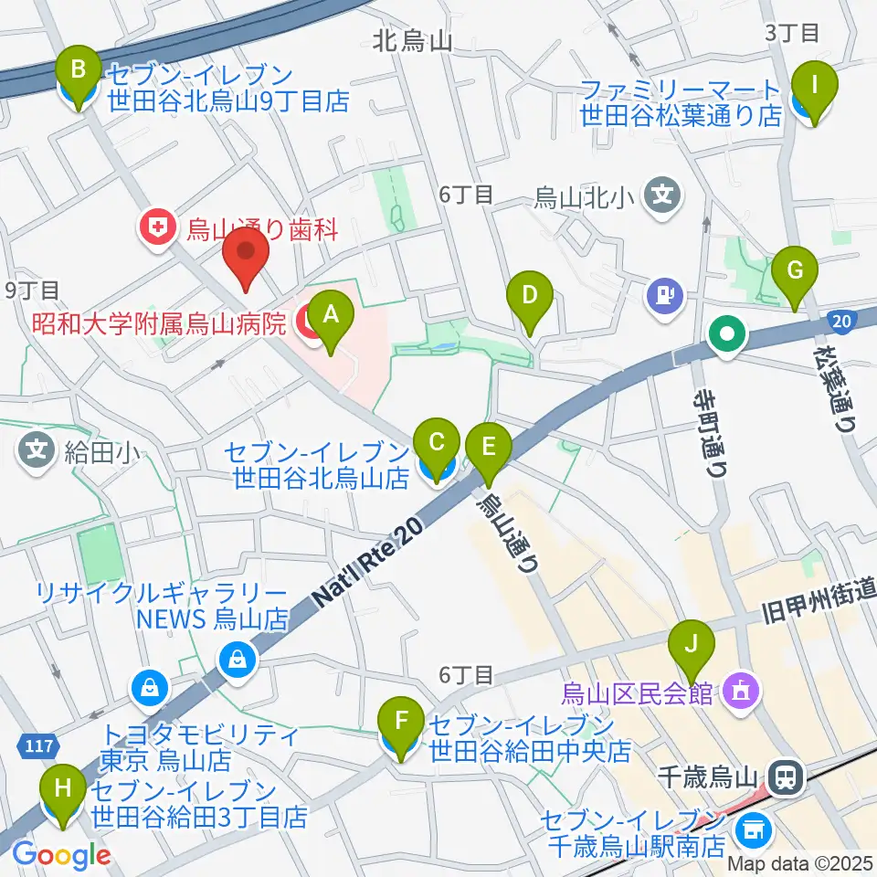 世田谷アールイーシースタジオ周辺のコンビニエンスストア一覧地図