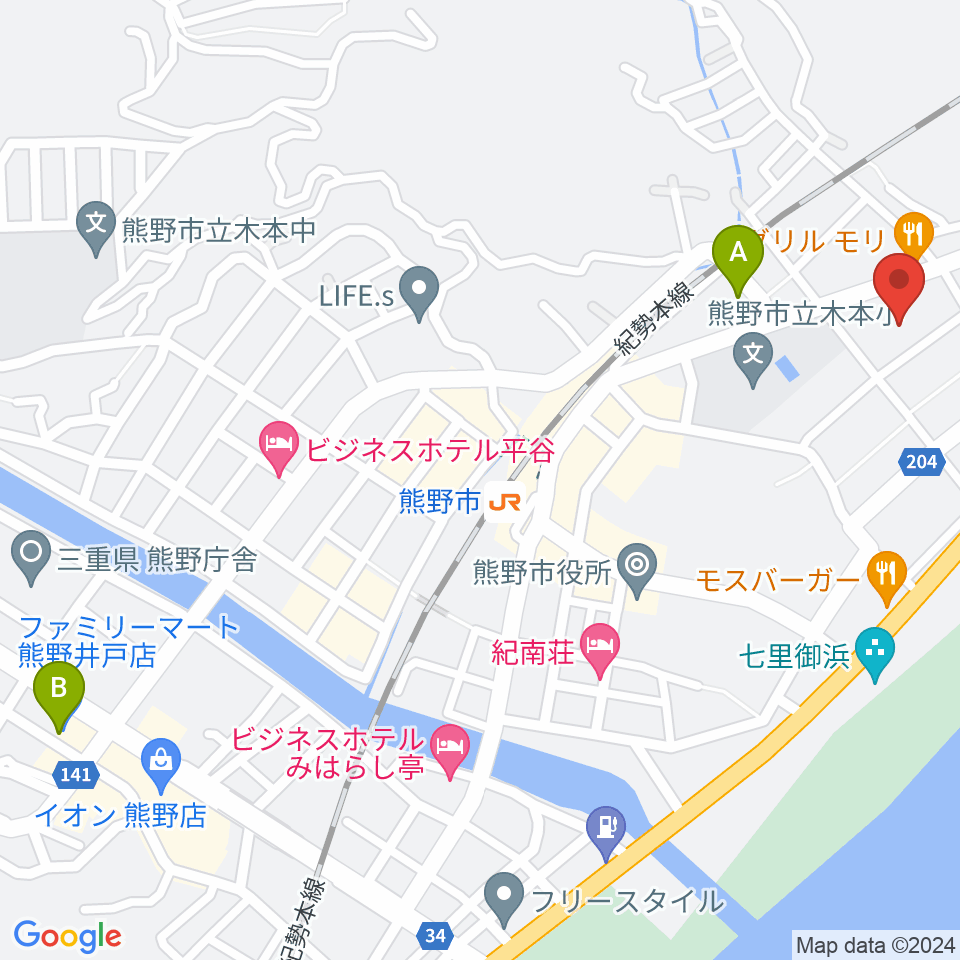 熊野市民会館周辺のコンビニエンスストア一覧地図
