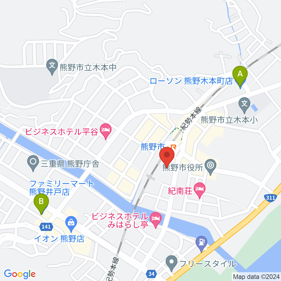 熊野市文化交流センター周辺のコンビニエンスストア一覧地図