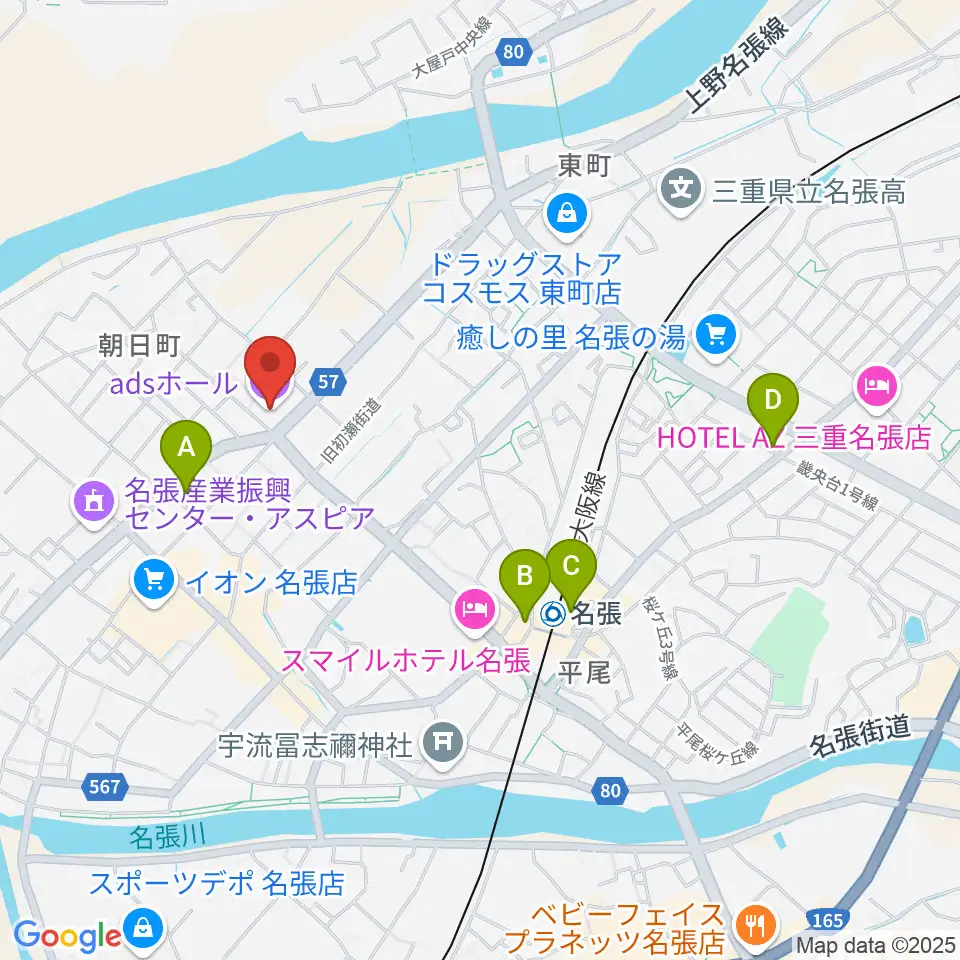 adsホール周辺のコンビニエンスストア一覧地図