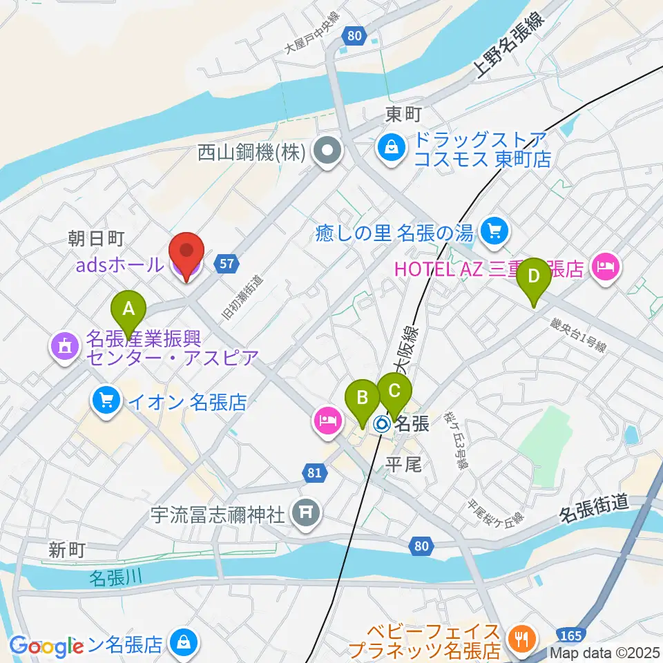 adsホール周辺のコンビニエンスストア一覧地図