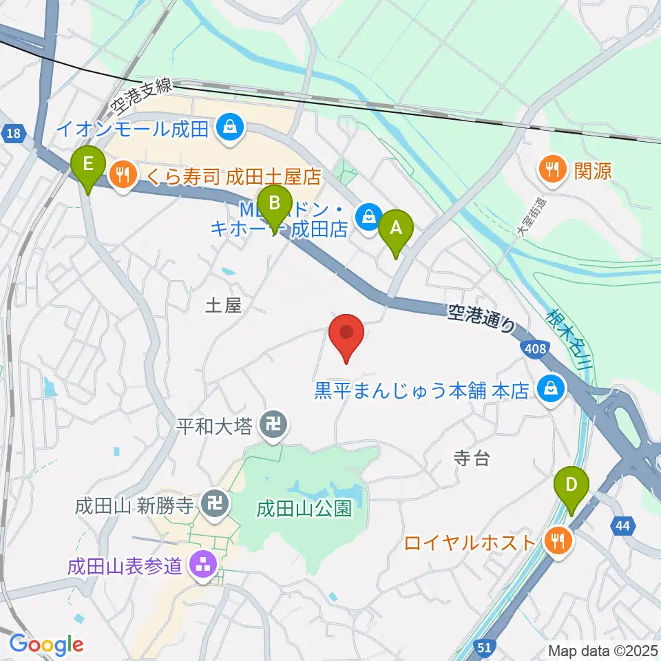成田国際文化会館周辺のコンビニエンスストア一覧地図