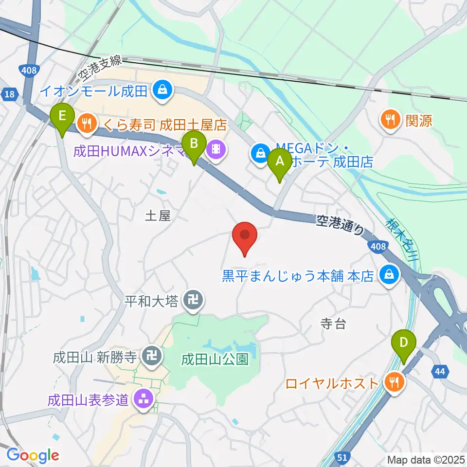 成田国際文化会館周辺のコンビニエンスストア一覧地図