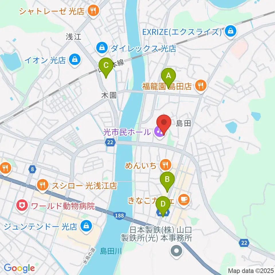 光市民ホール周辺のコンビニエンスストア一覧地図