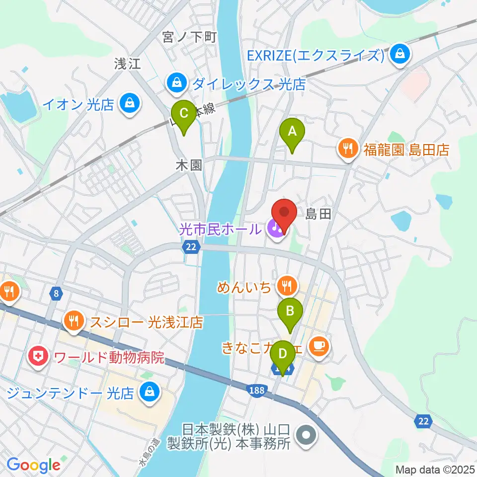 光市民ホール周辺のコンビニエンスストア一覧地図