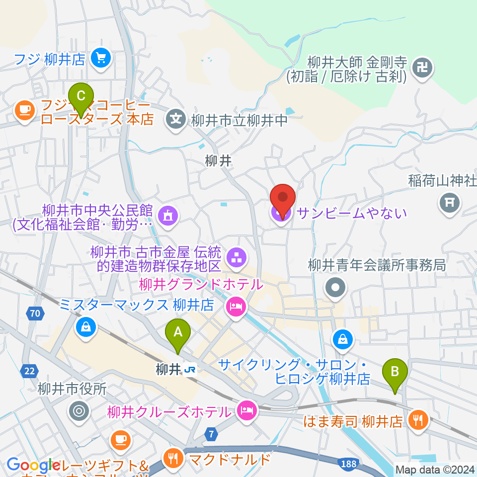 サンビームやない周辺のコンビニエンスストア一覧地図