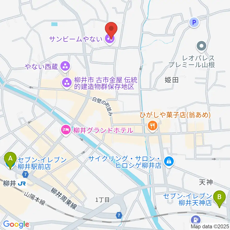 サンビームやない周辺のコンビニエンスストア一覧地図