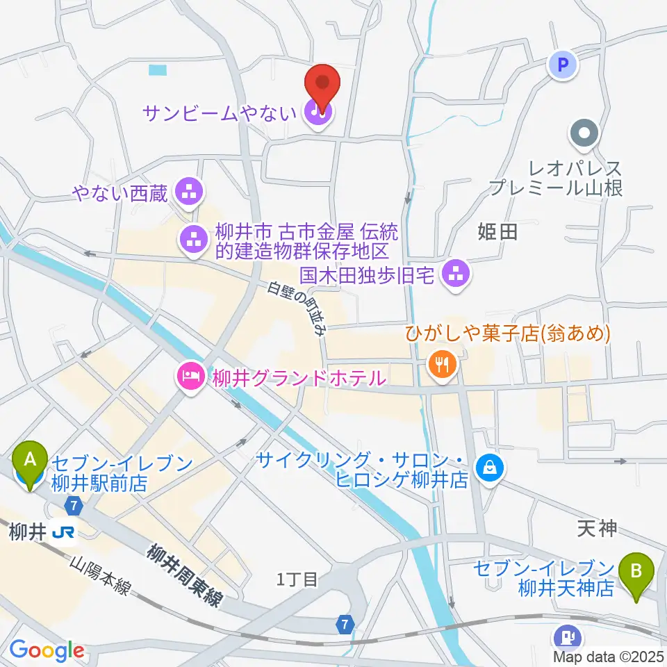 サンビームやない周辺のコンビニエンスストア一覧地図