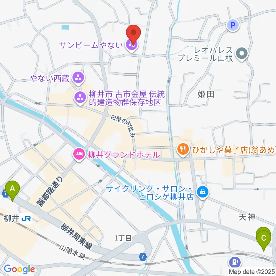 サンビームやない周辺のコンビニエンスストア一覧地図