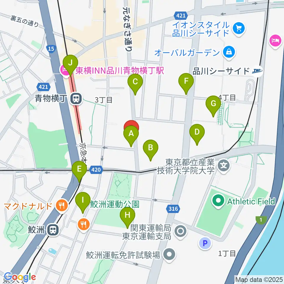 品川ハンビーホール周辺のコンビニエンスストア一覧地図