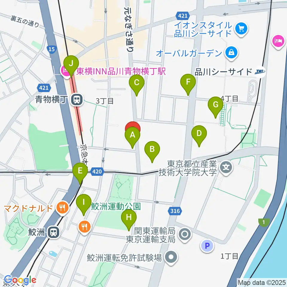 品川ハンビーホール周辺のコンビニエンスストア一覧地図