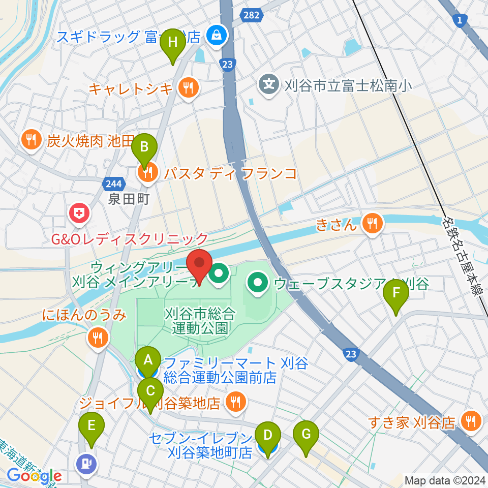 ウィングアリーナ刈谷周辺のコンビニエンスストア一覧地図