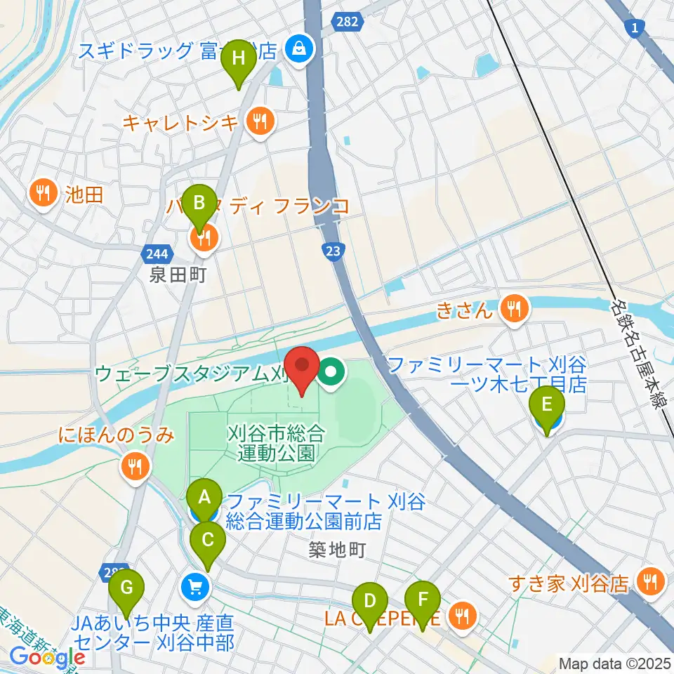 ウィングアリーナ刈谷周辺のコンビニエンスストア一覧地図