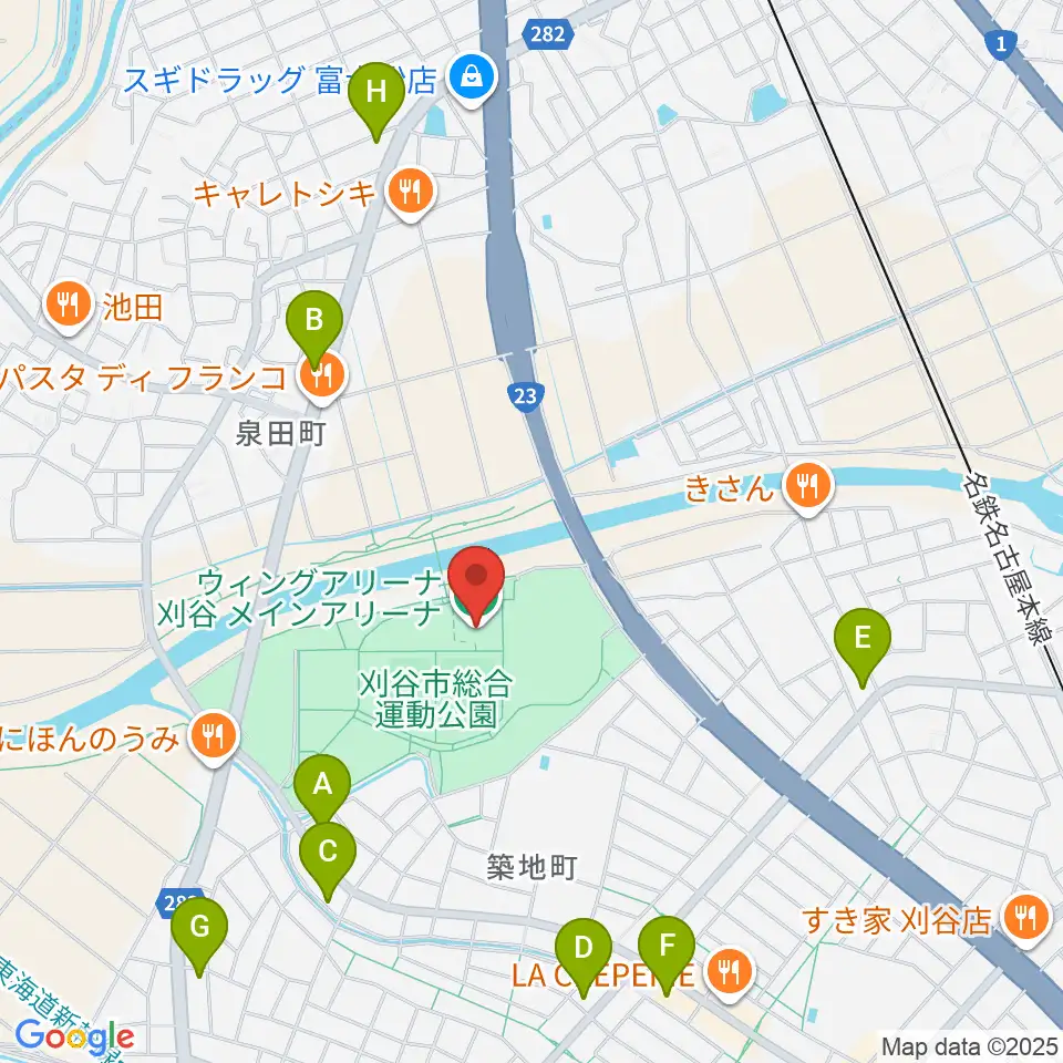 ウィングアリーナ刈谷周辺のコンビニエンスストア一覧地図