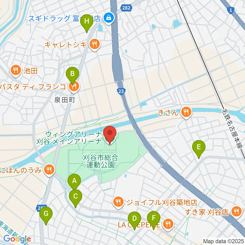 ウィングアリーナ刈谷周辺のコンビニエンスストア一覧地図