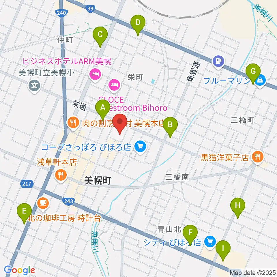 美幌町民会館びほーる周辺のコンビニエンスストア一覧地図