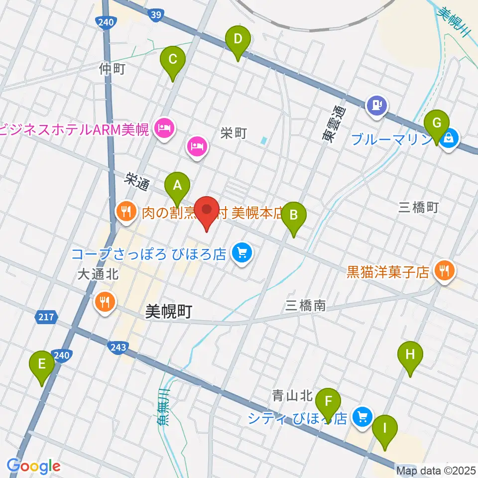 美幌町民会館びほーる周辺のコンビニエンスストア一覧地図