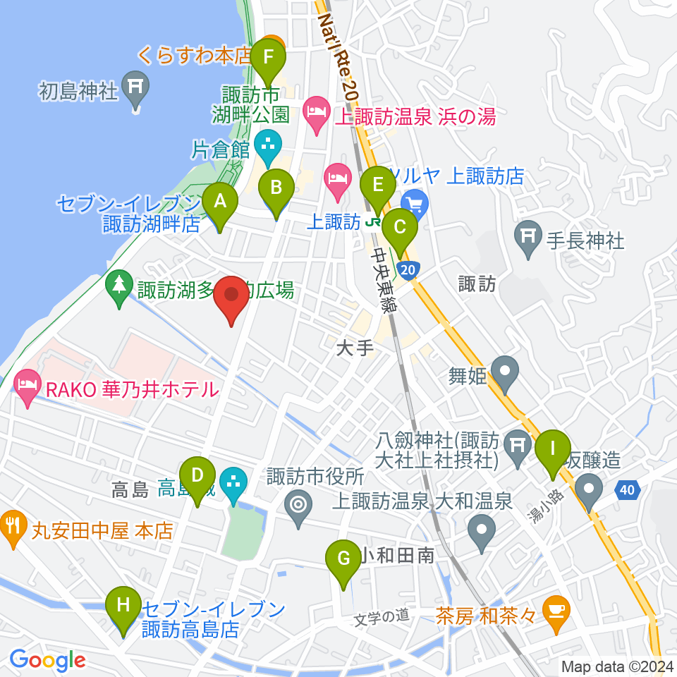 諏訪市文化センター周辺のコンビニエンスストア一覧地図