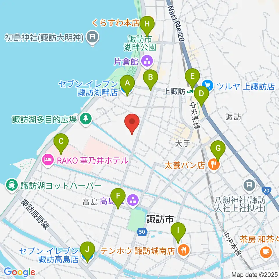 諏訪市文化センター周辺のコンビニエンスストア一覧地図