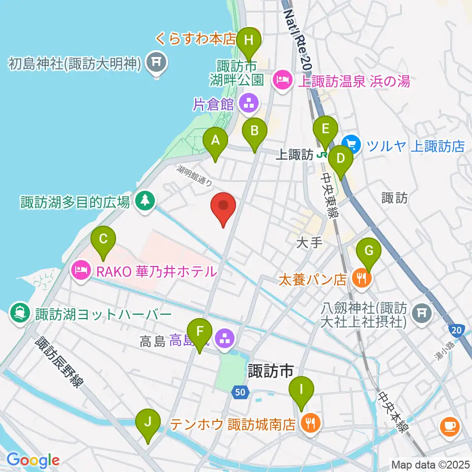 諏訪市文化センター周辺のコンビニエンスストア一覧地図