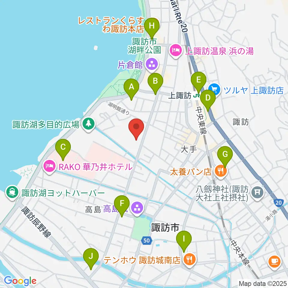 諏訪市文化センター周辺のコンビニエンスストア一覧地図