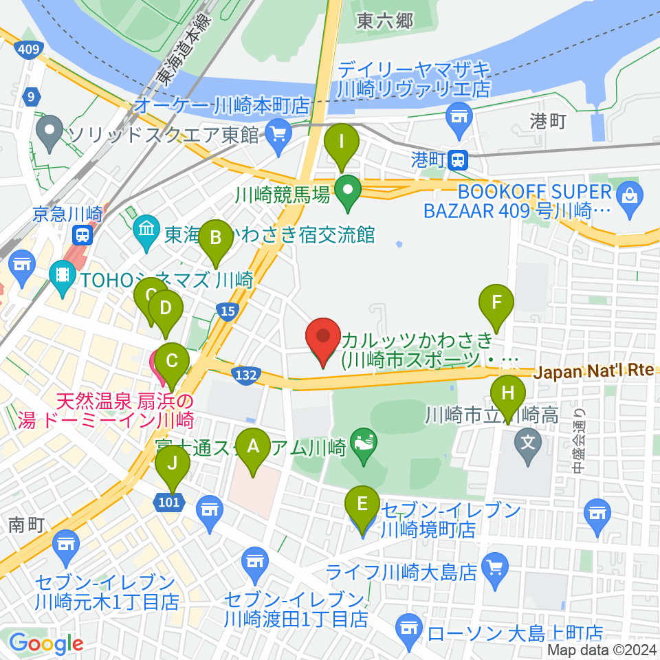 カルッツかわさき スポーツ周辺のコンビニエンスストア一覧地図