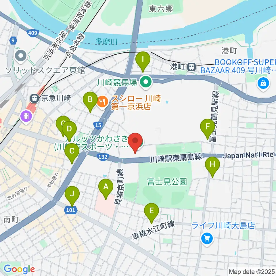 カルッツかわさき スポーツ周辺のコンビニエンスストア一覧地図
