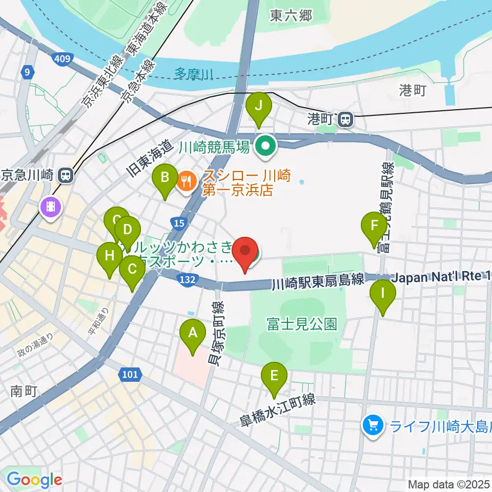 カルッツかわさき スポーツ周辺のコンビニエンスストア一覧地図