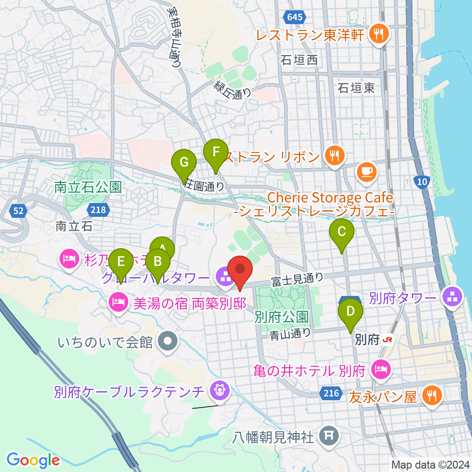 別府ビーコンプラザ・コンベンションセンター周辺のコンビニエンスストア一覧地図