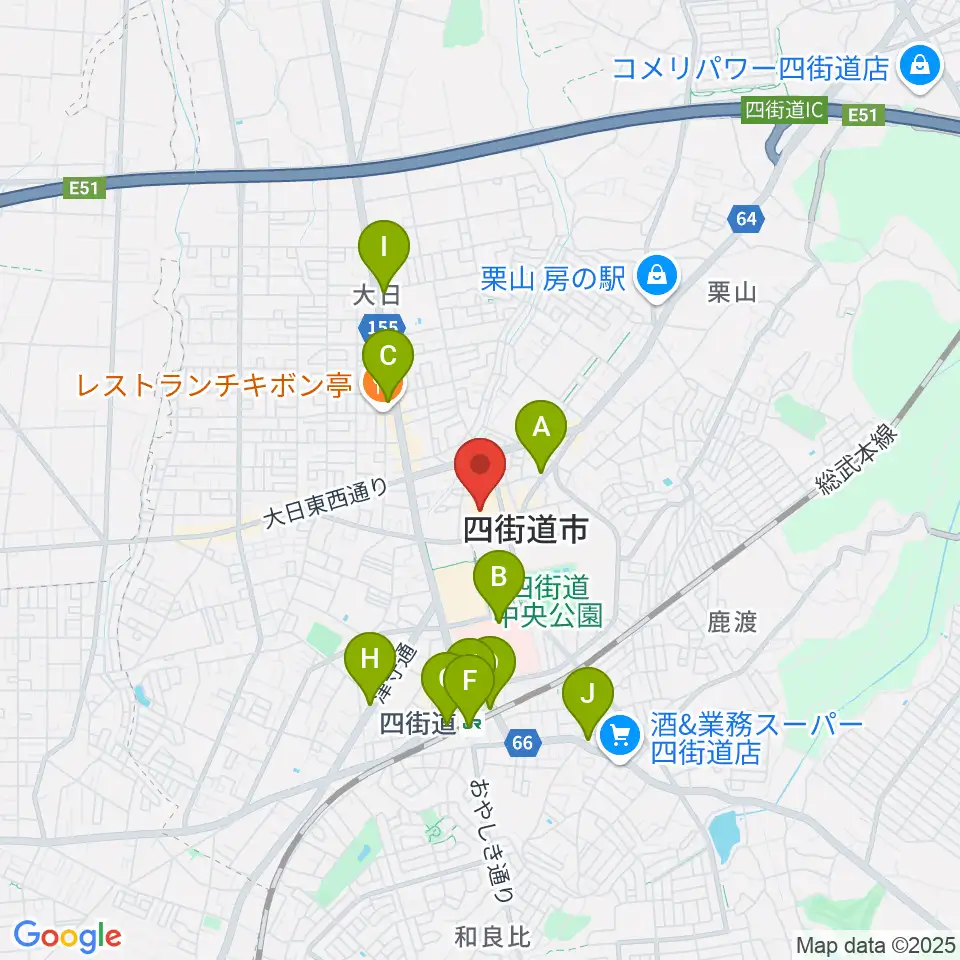 四街道市文化センター周辺のコンビニエンスストア一覧地図