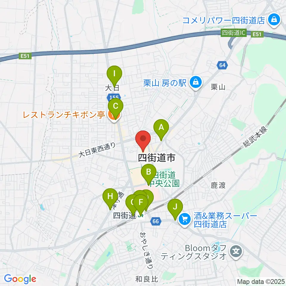 四街道市文化センター周辺のコンビニエンスストア一覧地図