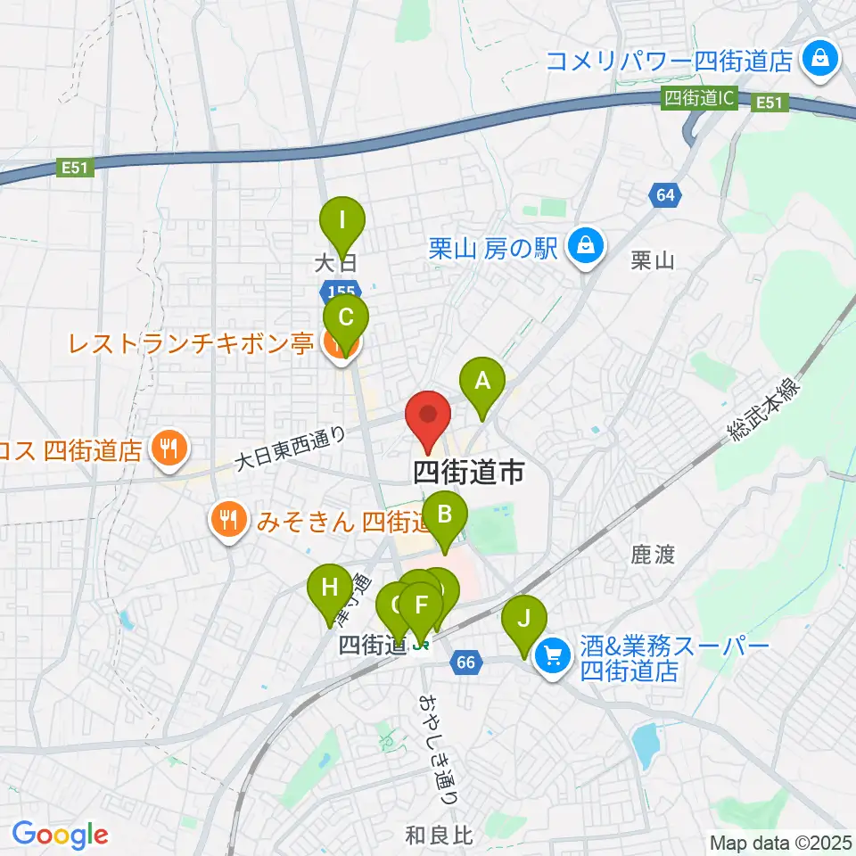 四街道市文化センター周辺のコンビニエンスストア一覧地図