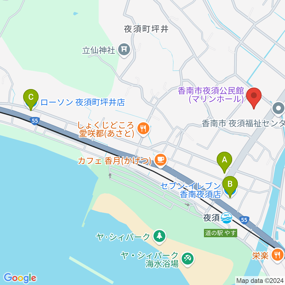 夜須中央公民館マリンホール周辺のコンビニエンスストア一覧地図