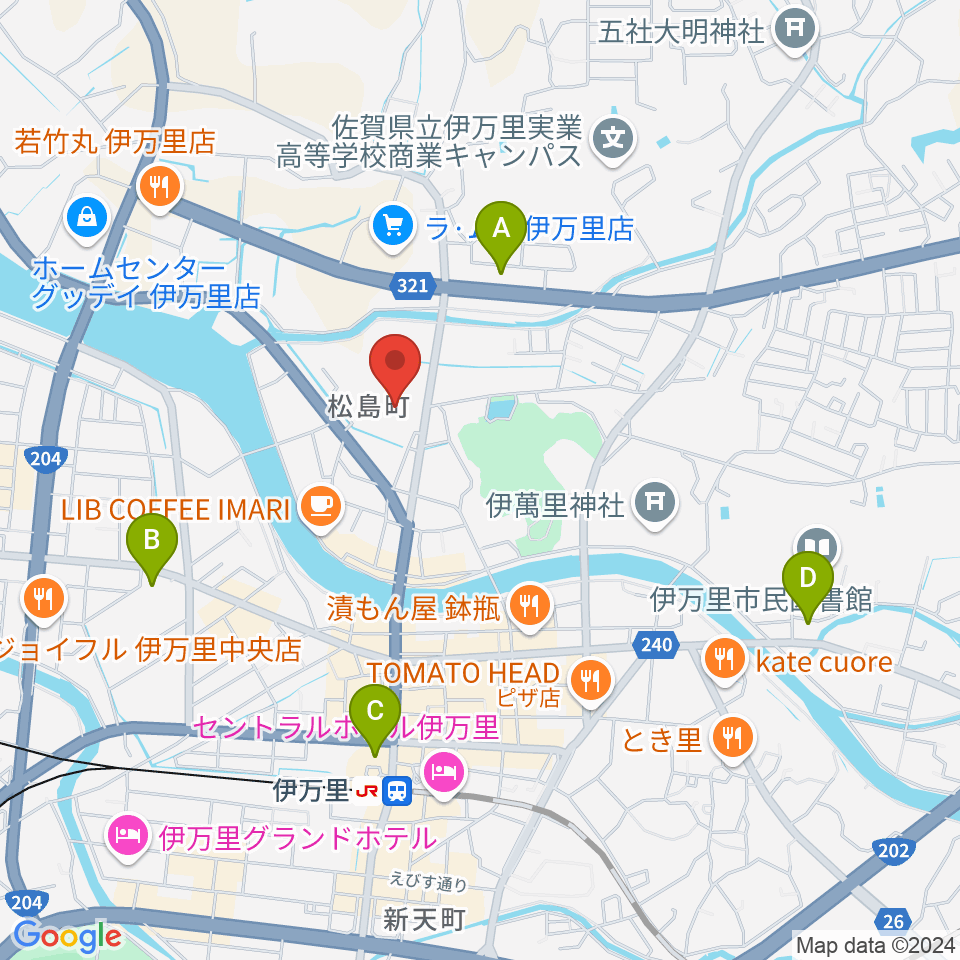 伊万里市民センター周辺のコンビニエンスストア一覧地図