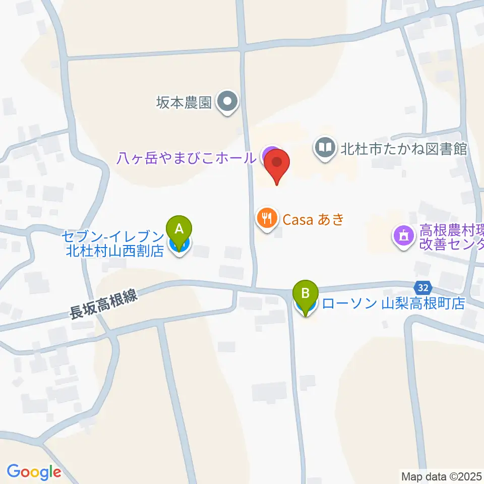 八ヶ岳やまびこホール周辺のコンビニエンスストア一覧地図