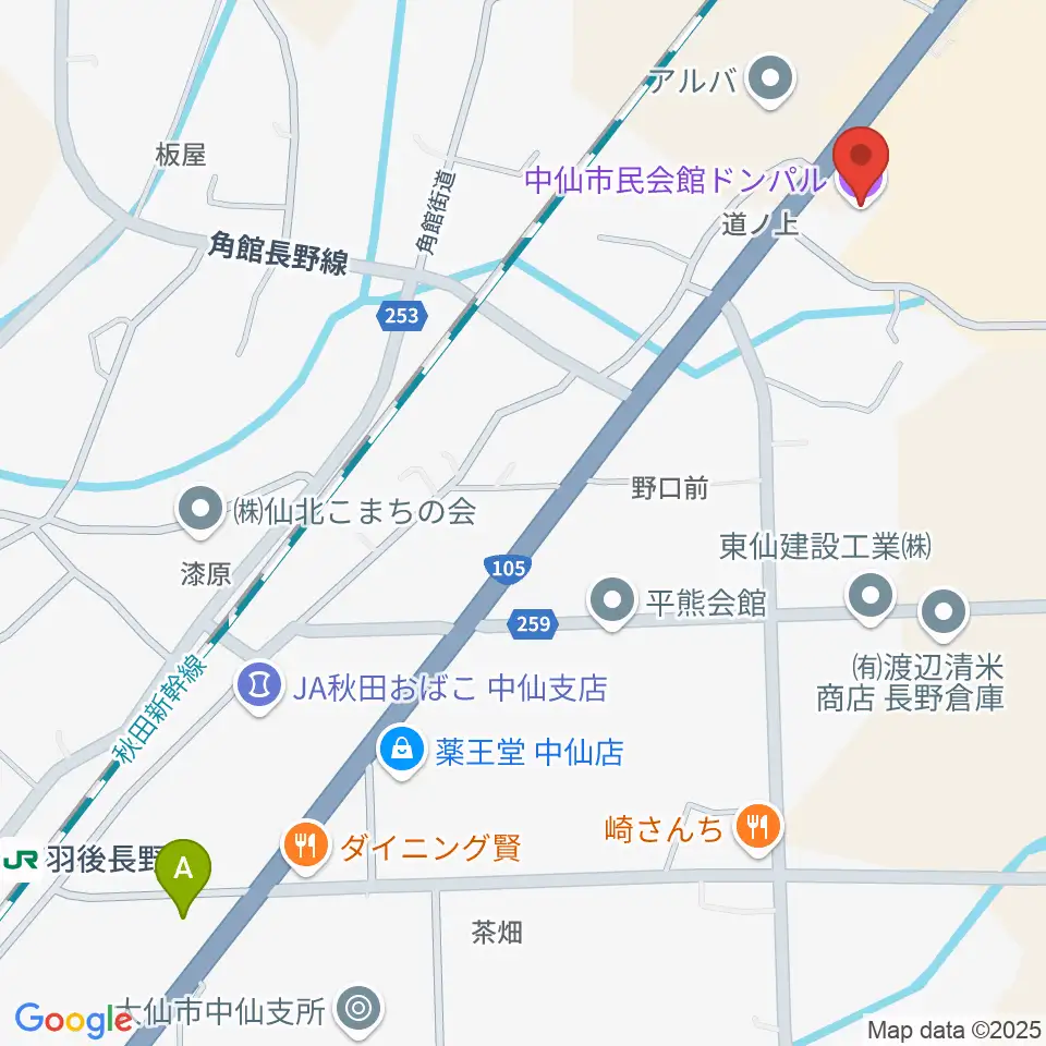 中仙市民会館ドンパル周辺のコンビニエンスストア一覧地図