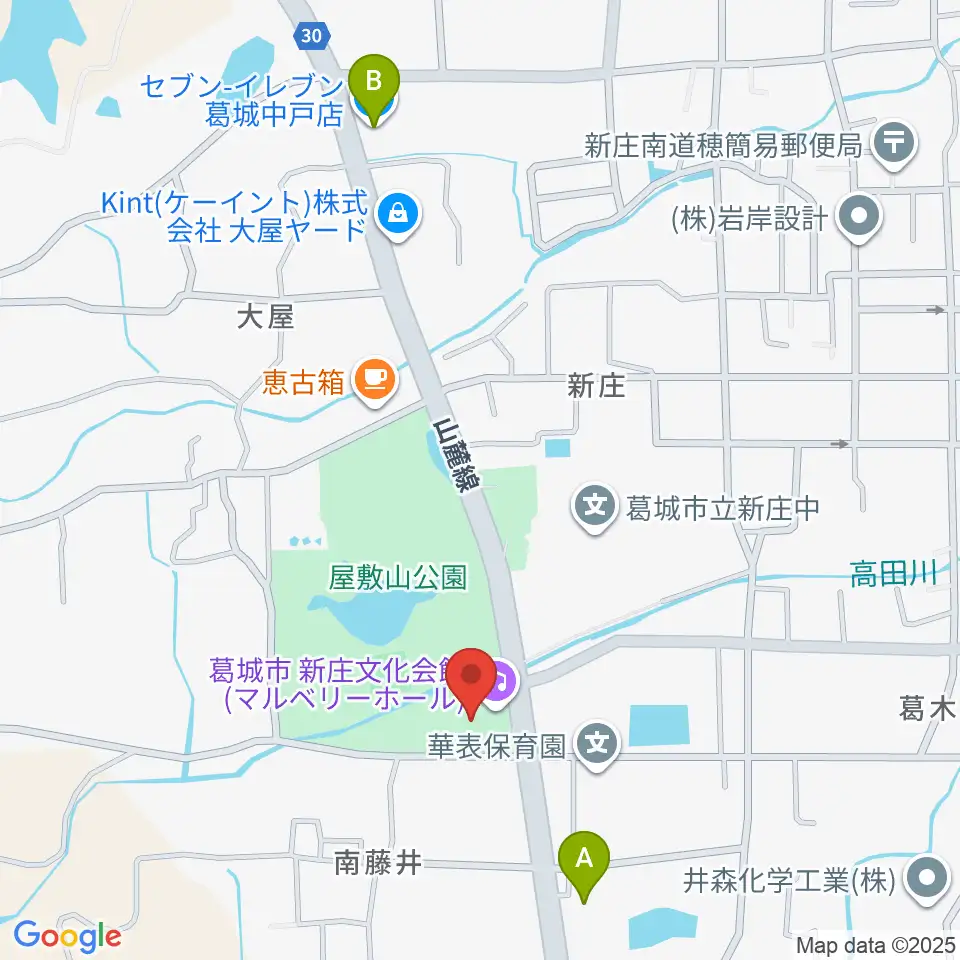 新庄文化会館マルベリーホール周辺のコンビニエンスストア一覧地図