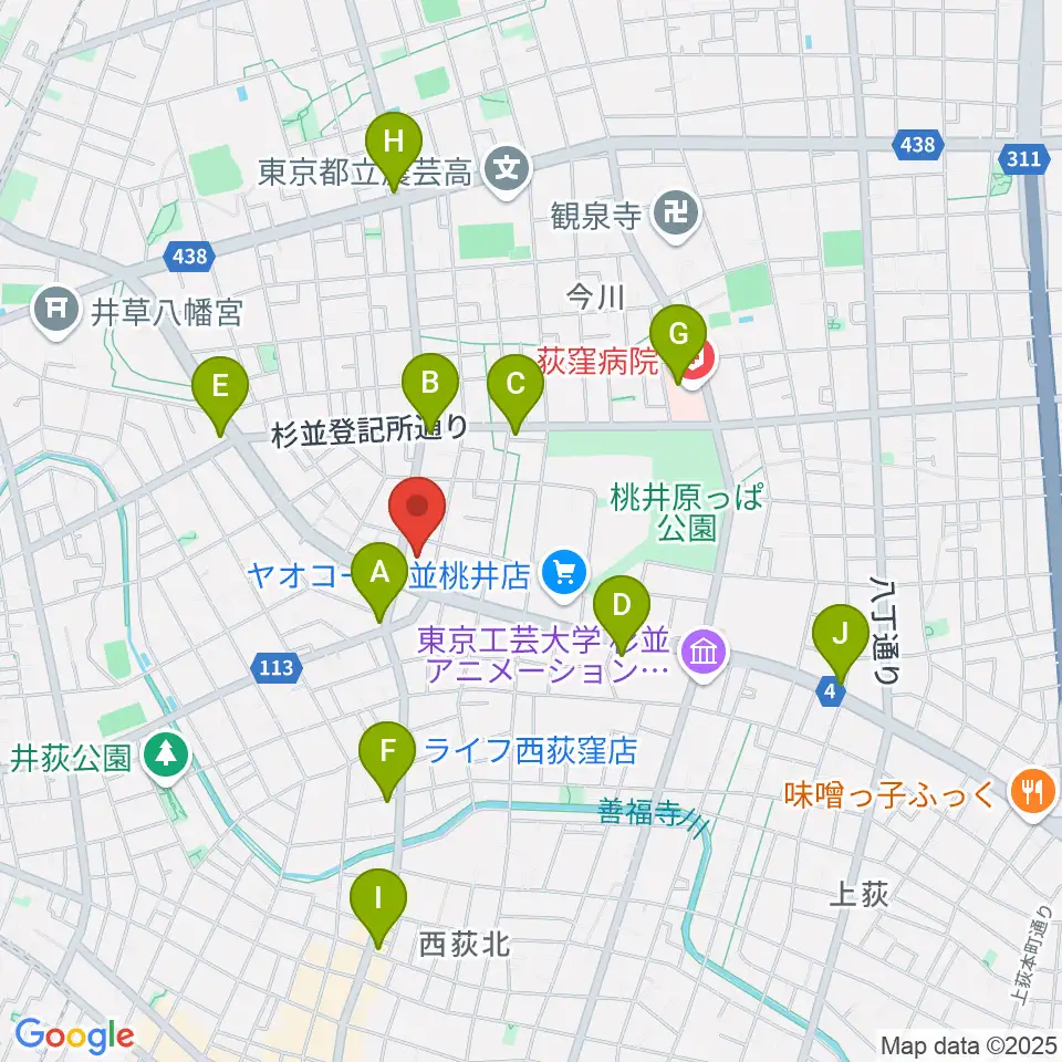 西荻地域区民センター周辺のコンビニエンスストア一覧地図