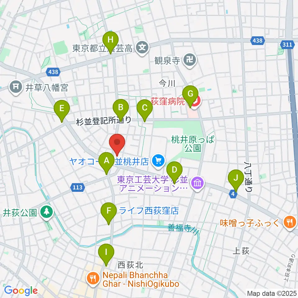 西荻地域区民センター周辺のコンビニエンスストア一覧地図