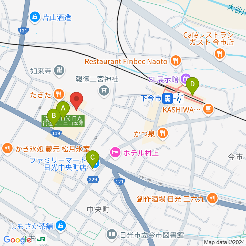 道の駅日光・ニコニコホール周辺のコンビニエンスストア一覧地図