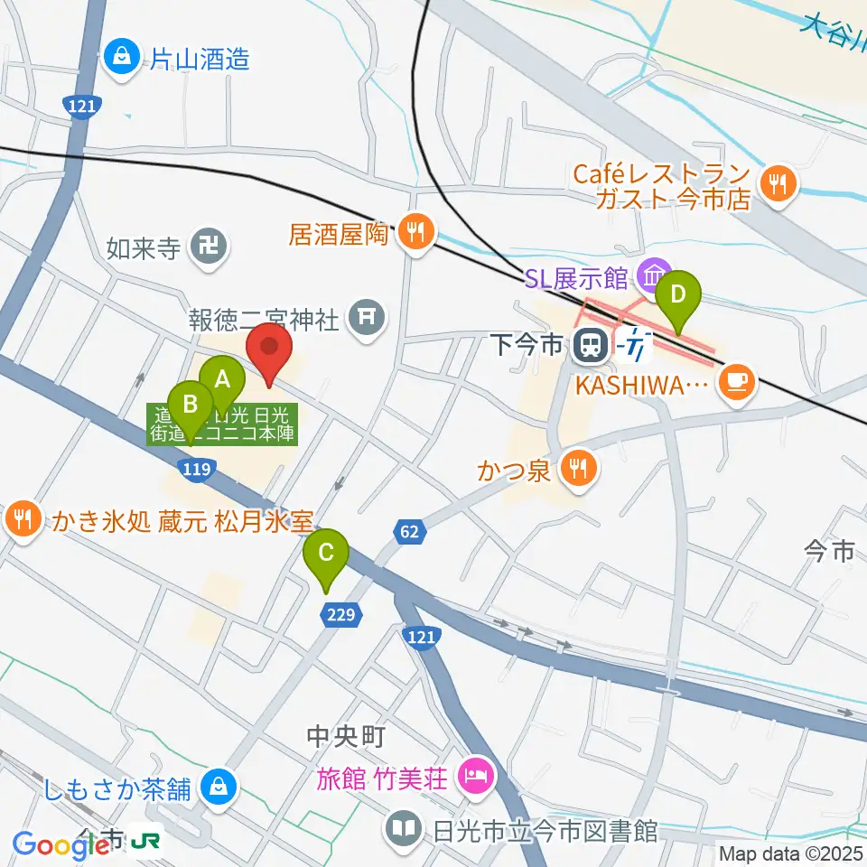 道の駅日光・ニコニコホール周辺のコンビニエンスストア一覧地図