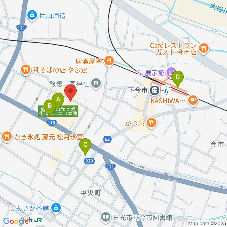 道の駅日光・ニコニコホール周辺のコンビニエンスストア一覧地図