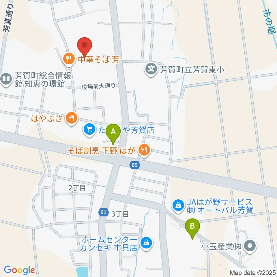 芳賀町民会館周辺のコンビニエンスストア一覧地図