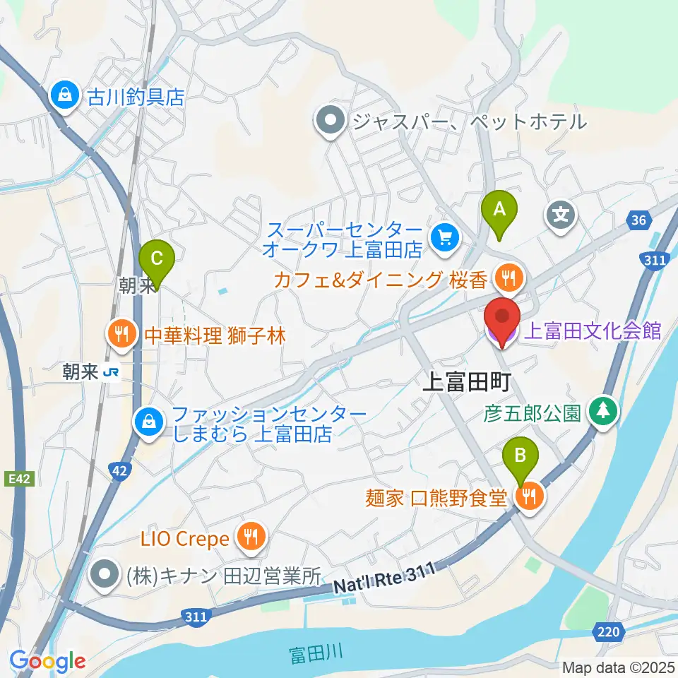 上富田文化会館周辺のコンビニエンスストア一覧地図