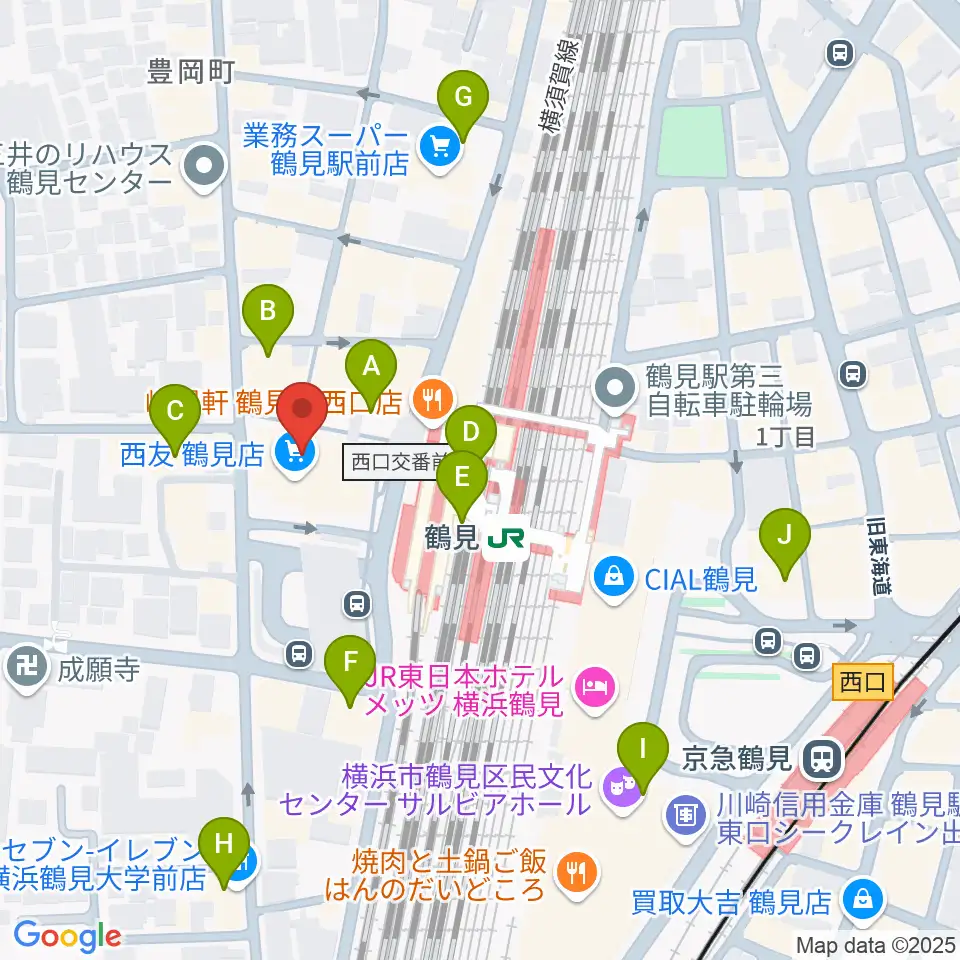横浜市鶴見公会堂周辺のコンビニエンスストア一覧地図