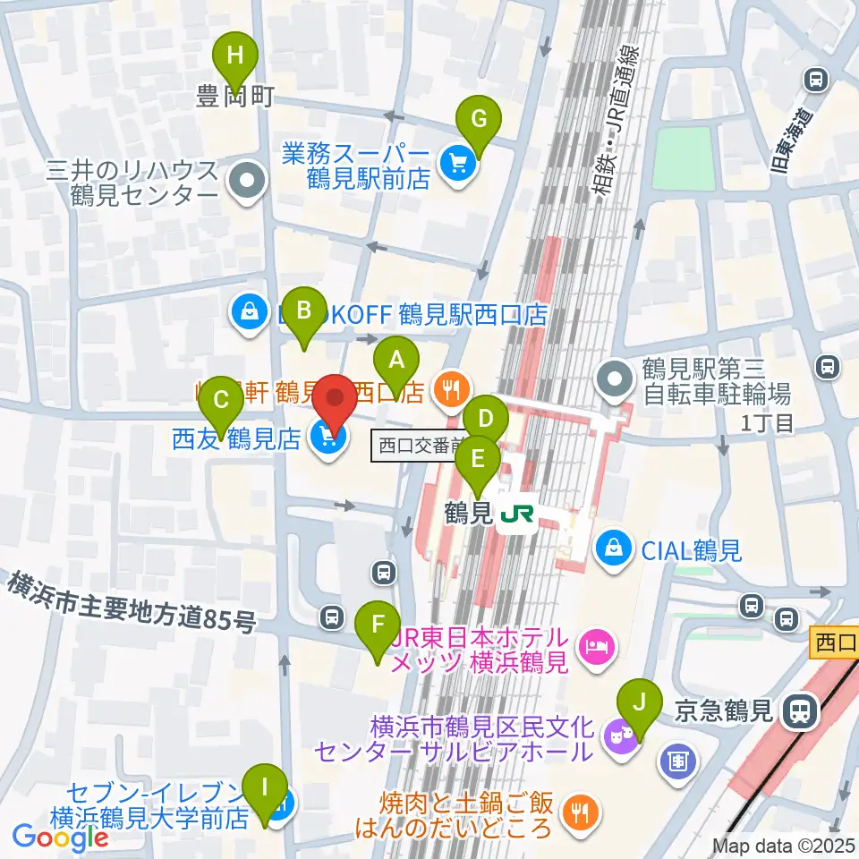 横浜市鶴見公会堂周辺のコンビニエンスストア一覧地図