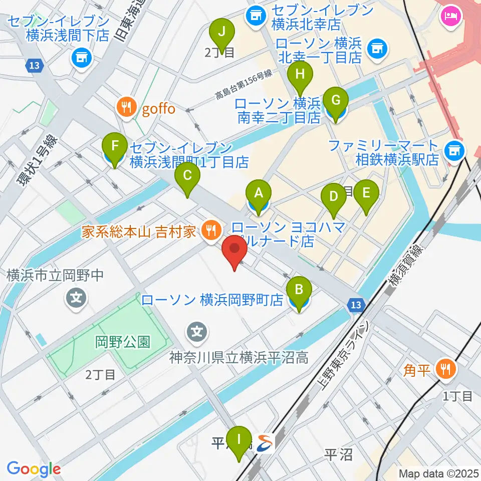 横浜市西公会堂周辺のコンビニエンスストア一覧地図